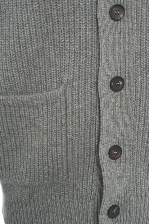 Ribbed cardigan with hood