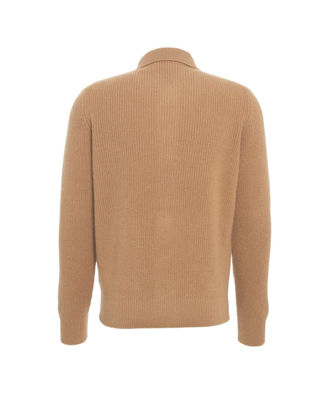 Giacca in maglia a costine con colletto