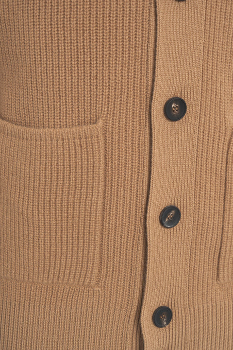 Giacca in maglia a costine con colletto