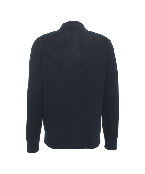 Giacca in maglia a costine con colletto