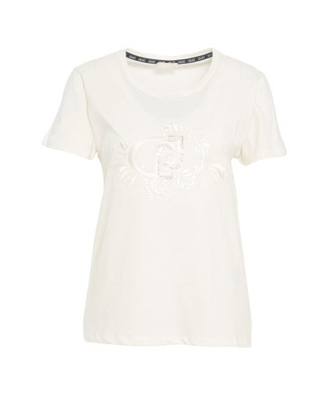 T-Shirt mit Paillettenapplikation