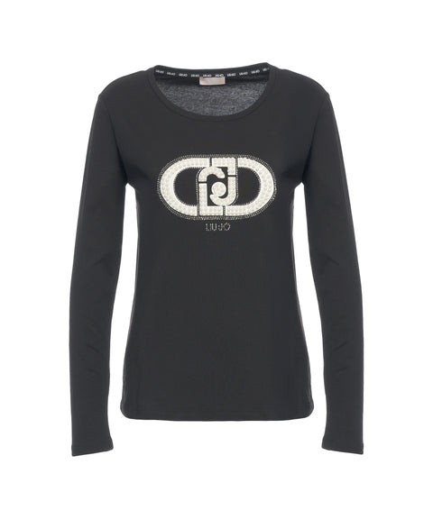 T-Shirt mit Strass-Applikation