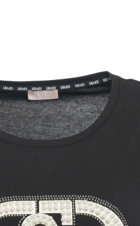 T-Shirt mit Strass-Applikation