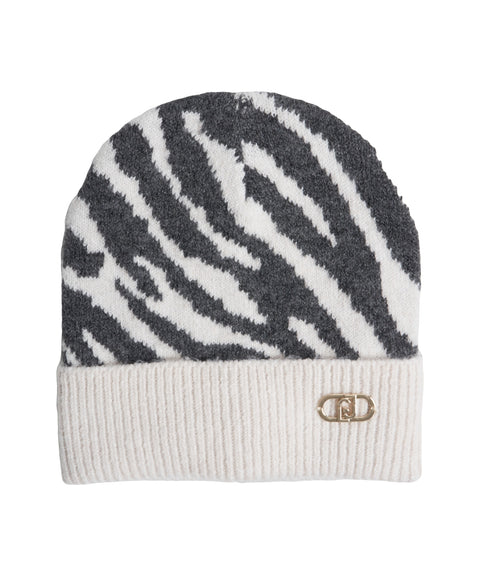 Berretto con stampa animalier