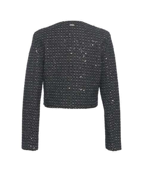 Giacca corta con applicazione di paillettes