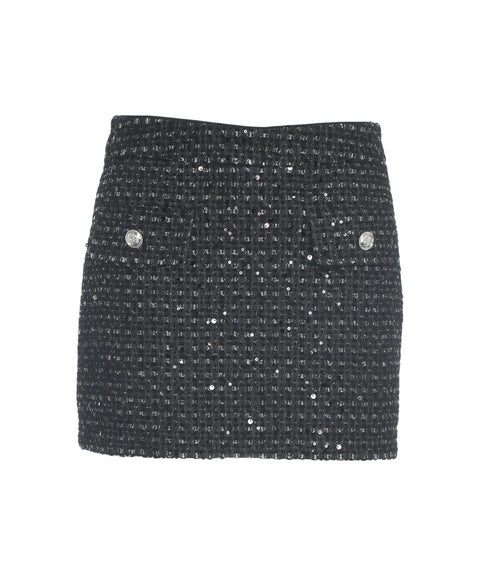 Bouclé mini skirt with sequins