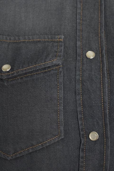 Denim Bluse mit Spitze