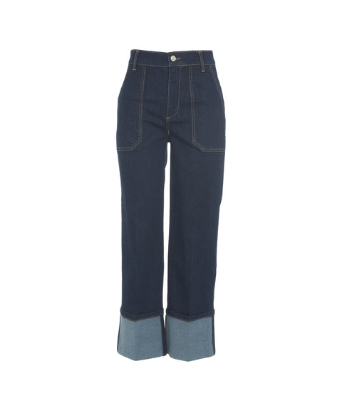 Straight-Leg-Jeans mit Umschlag