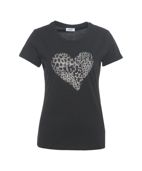 T-Shirt mit Strass-Applikation