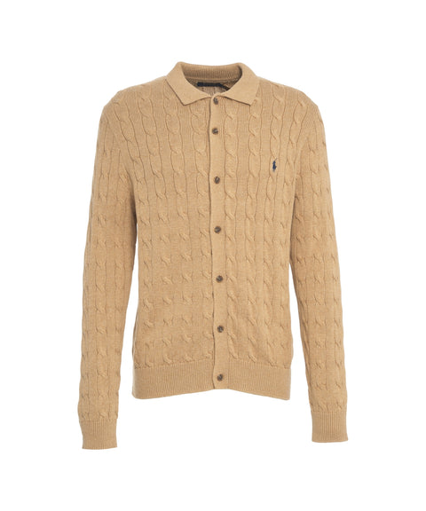 Cardigan with cable knit pattern