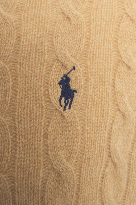 Maglione a trecce con collo polo