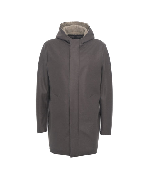 Cappotto di lana con cappuccio