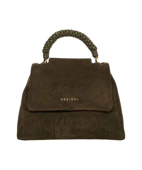 Borsa a mano in pelle scamosciata