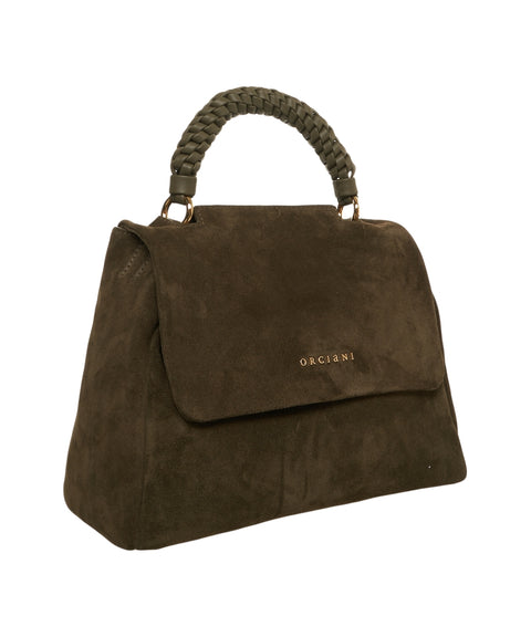 Borsa a mano in pelle scamosciata