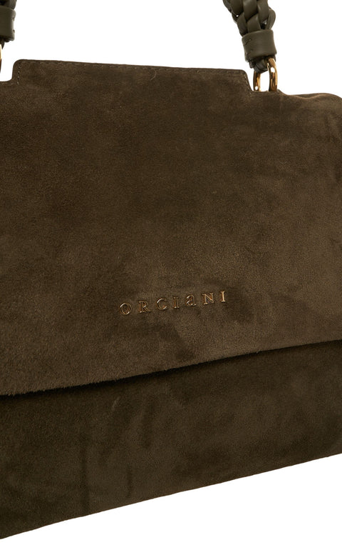 Borsa a mano in pelle scamosciata