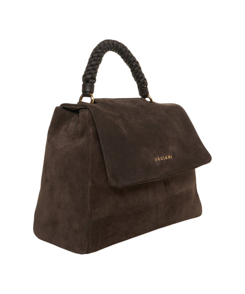 Borsa a mano in pelle scamosciata