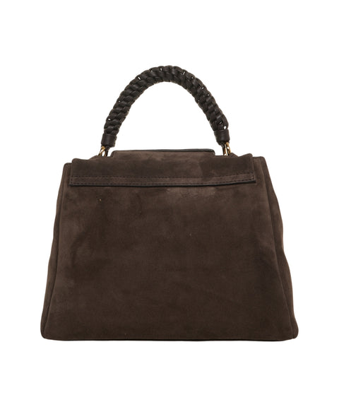 Borsa a mano in pelle scamosciata