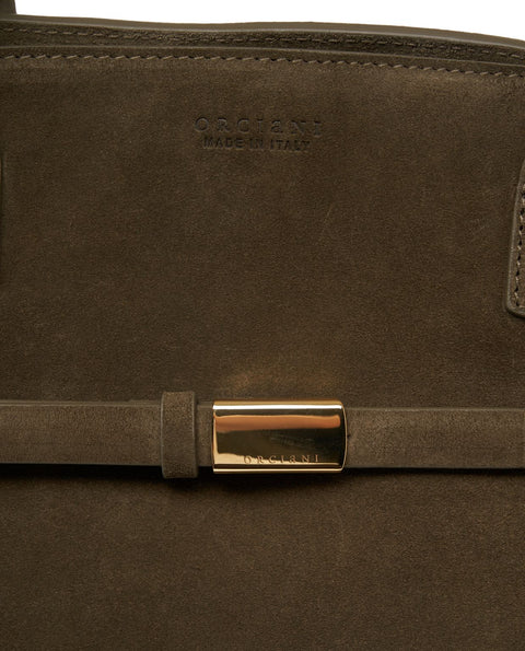 Borsa a mano in pelle scamosciata