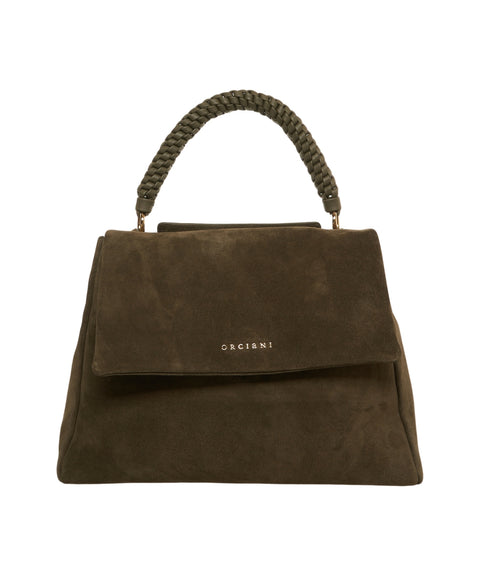 Borsa a mano in pelle scamosciata