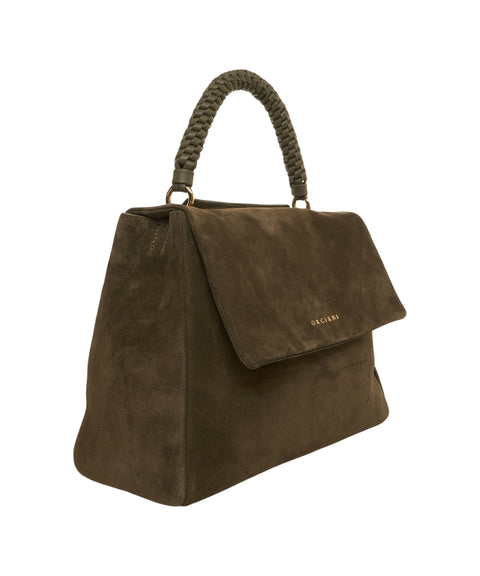 Borsa a mano in pelle scamosciata