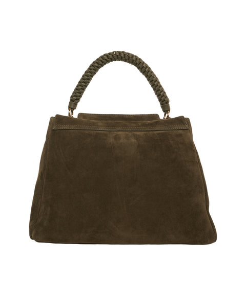 Borsa a mano in pelle scamosciata