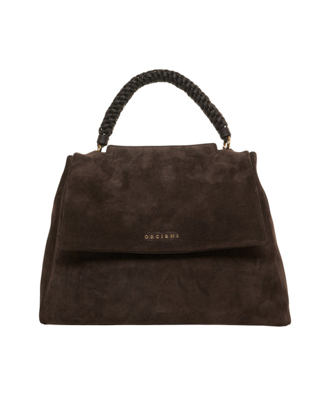 Borsa a mano in pelle scamosciata