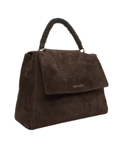 Borsa a mano in pelle scamosciata