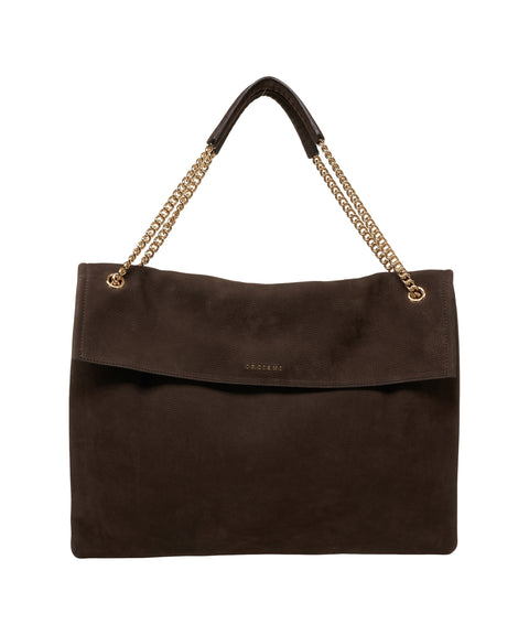 Borsa a spalla in pelle scamosciata