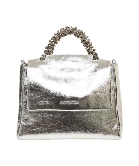 Borsa a mano effetto metallico