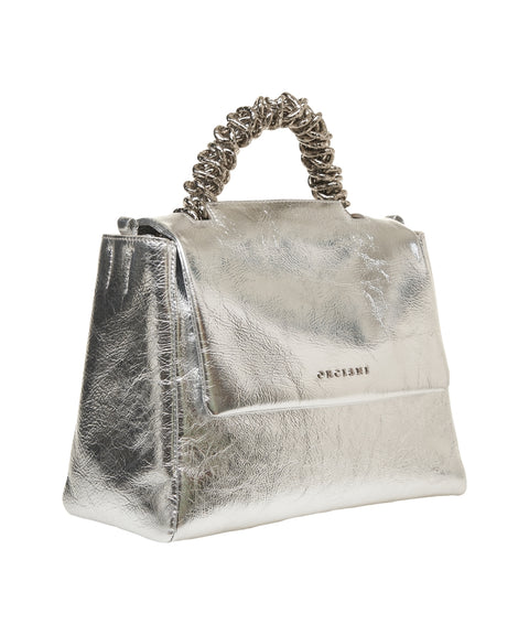 Borsa a mano effetto metallico