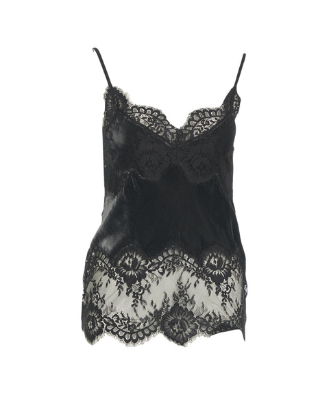 Top in velluto e pizzo 'Gilly'