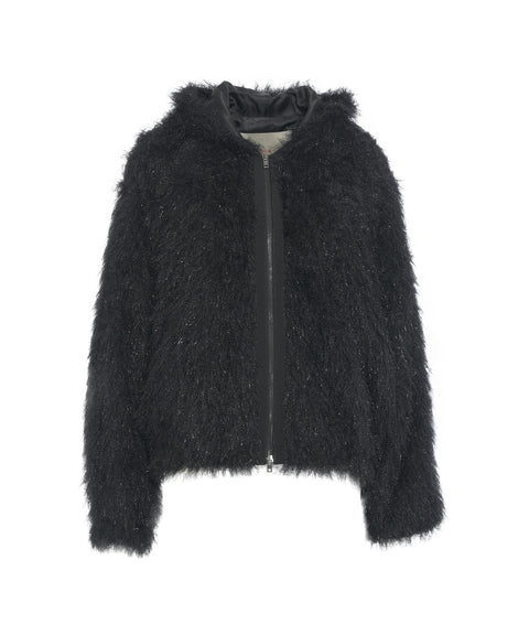 Giacca con cappuccio in ecopelliccia