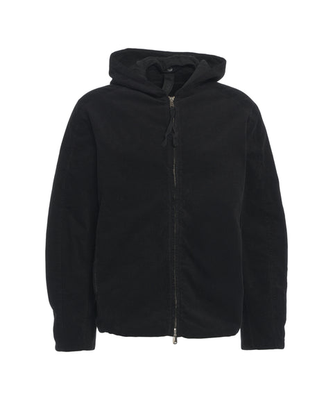 Cordjacke mit Kapuze