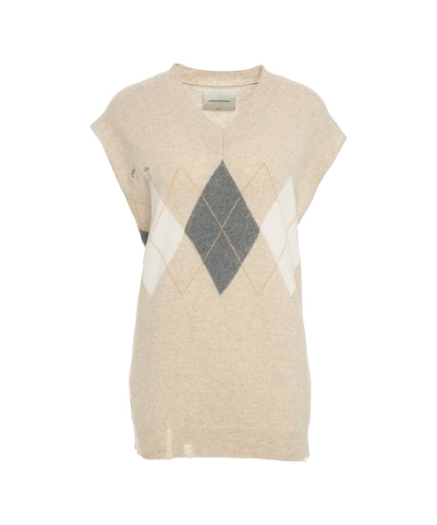 Gilet in maglia con motivo a rombi