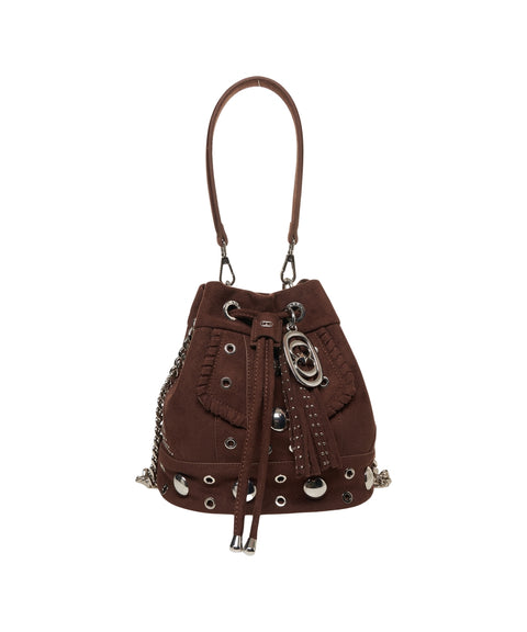 Borsa a secchiello in eco suede