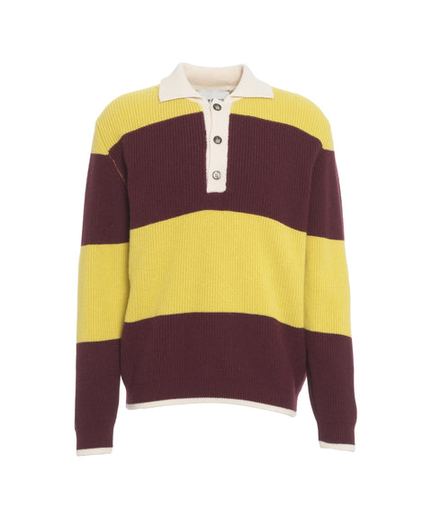 Maglione a righe con colletto polo