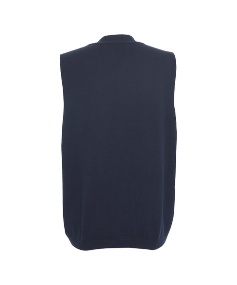 Knitted vest with V-neck