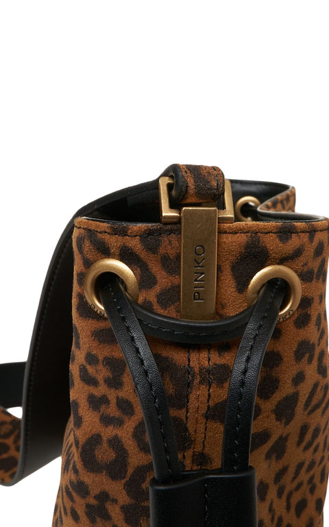 Borsa a secchiello con stampa animalier