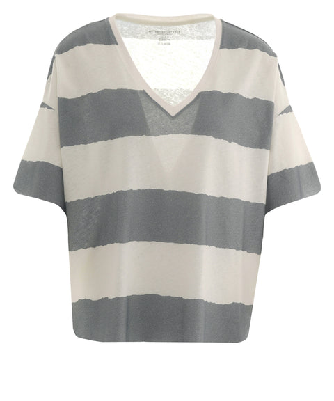 T-shirt in misto cotone e lino