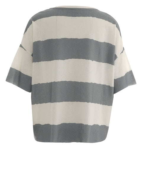 T-shirt in misto cotone e lino