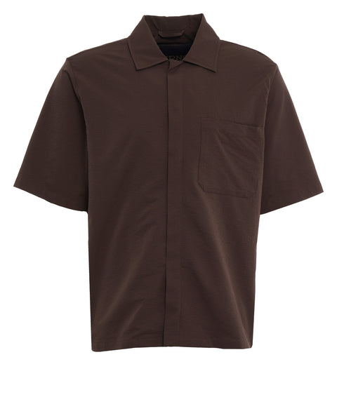 Seersucker short-sleeved shirt