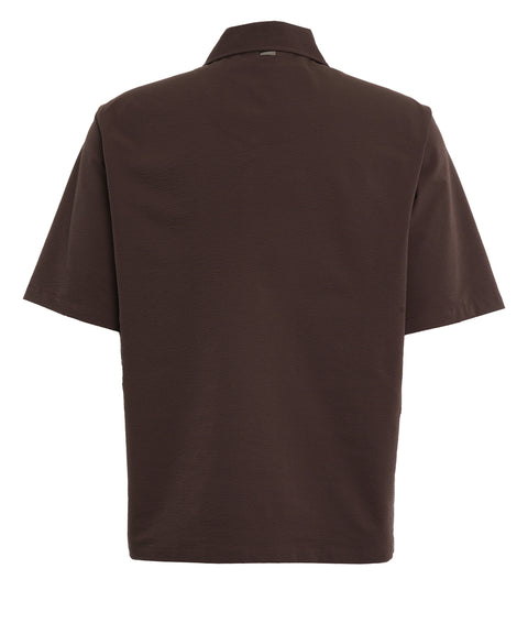 Seersucker short-sleeved shirt