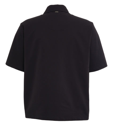 Seersucker short-sleeved shirt