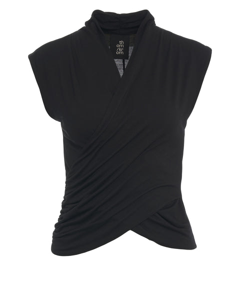 Top incrociato in misto seta