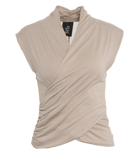 Top incrociato in misto seta