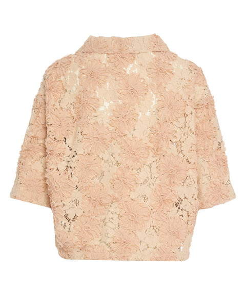 Blusa in pizzo con motivo floreale