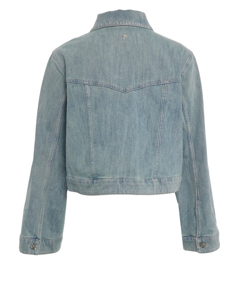 Giacca cropped in denim