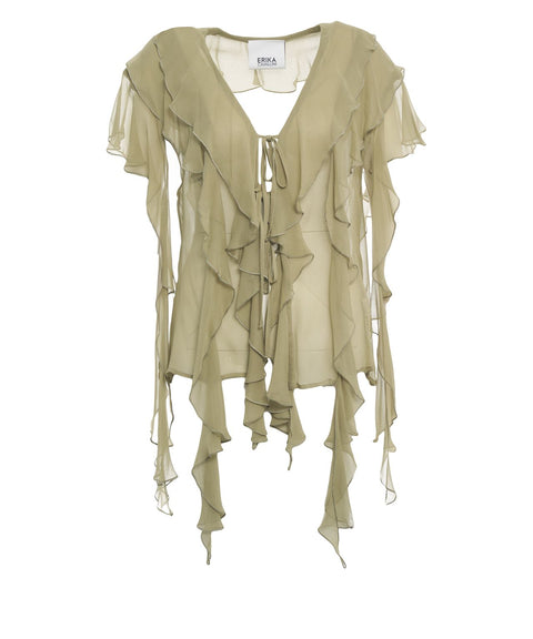 Blusa in seta con ruches