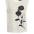 Top in lino con ricamo floreale