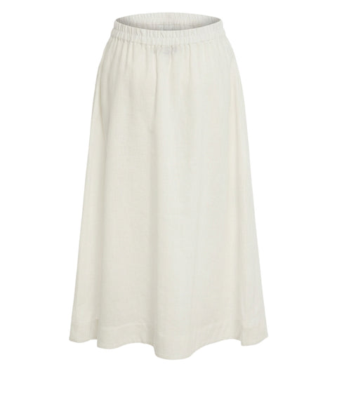 Leinen Midirock mit Blumenstickerei